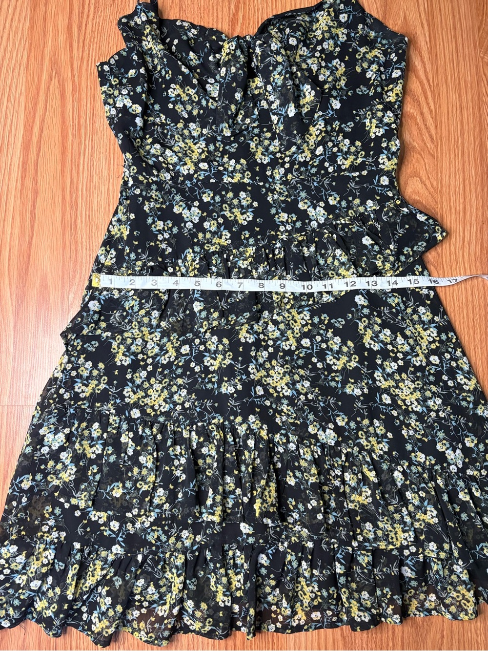 Lulu's Black Dress with Yellow and Aqua Floral Accent - Picture 7 of 10